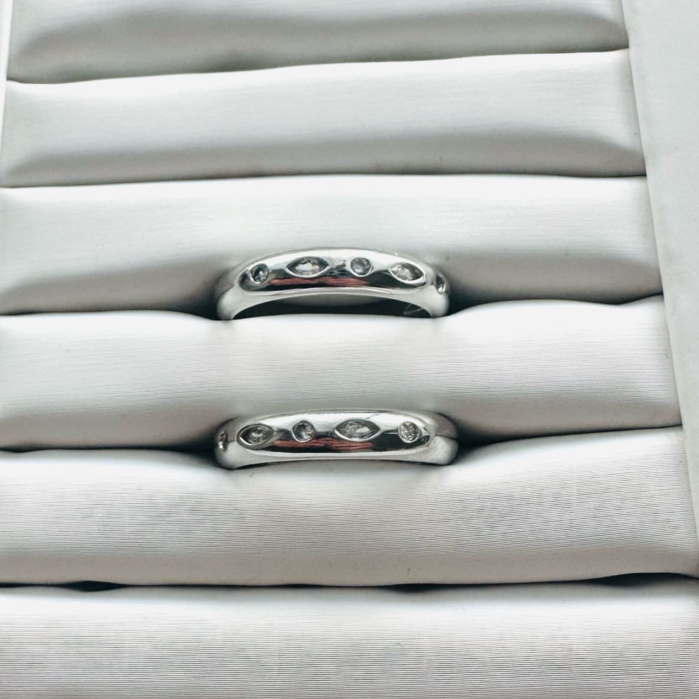 Bomb Party 2 Silver Dome Band Ring with Accent Stones